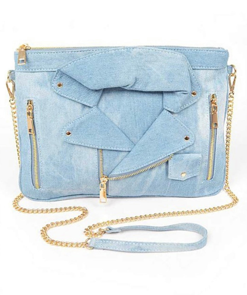 Light denim crossbody handbag